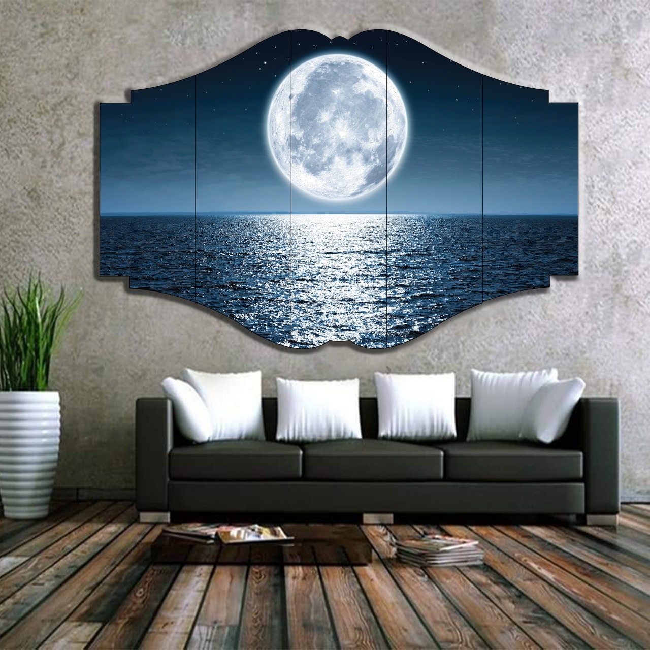 TABLEAU MODERNE LUNE TURQUE 120X80 CM(لوحة جدارية تركية من النوع الممتاز)