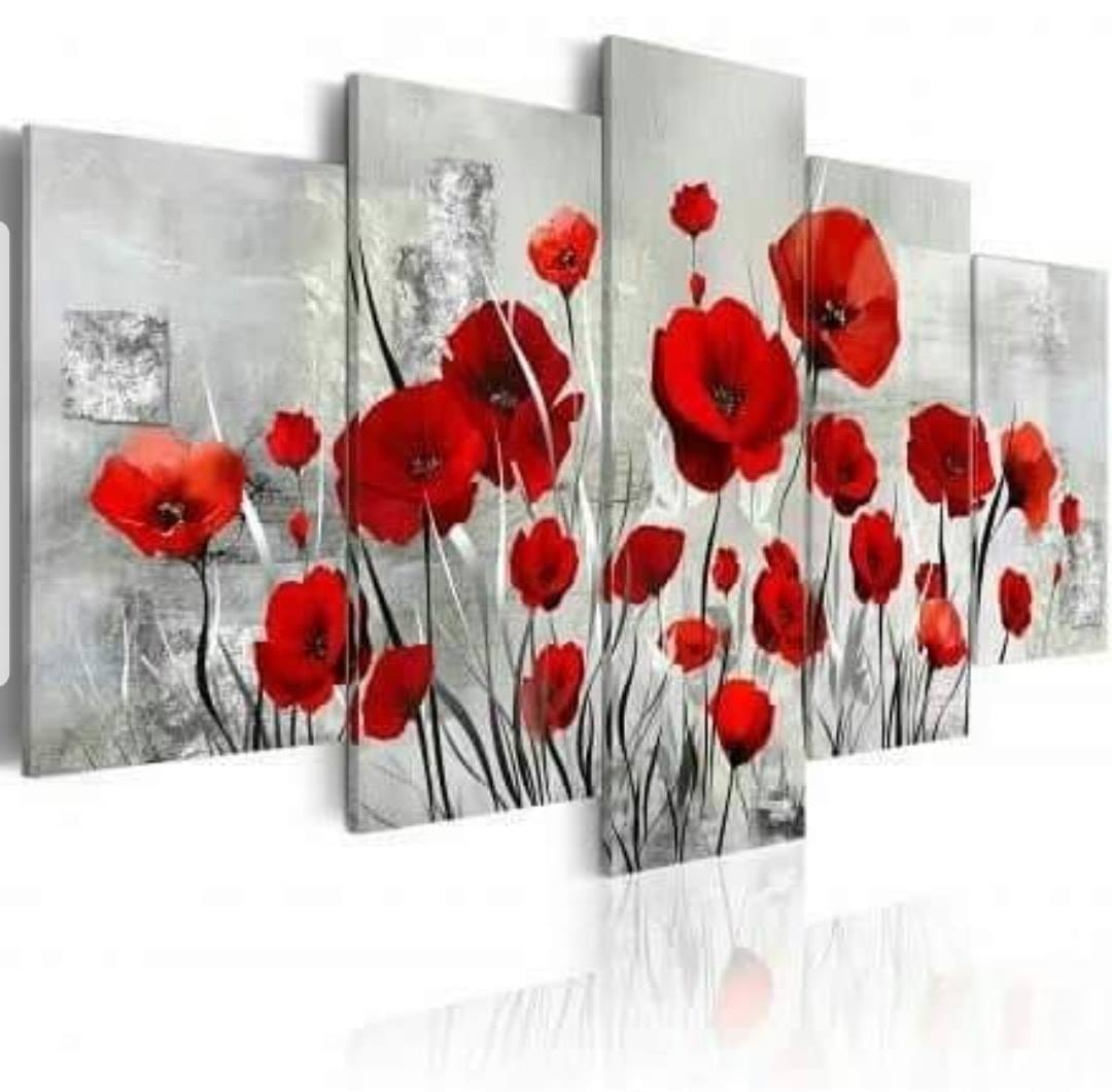 TABLEAU FLEUR ROUGE 150X100 CM  ( لوحة تركية)