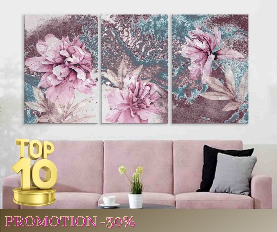 TABLEAU CANVAS FLEUR 3 PIECE 100X80 CM